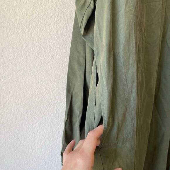 Vintage silk green long sleeve tunic kaftan size xxl - Picture 2 of 8